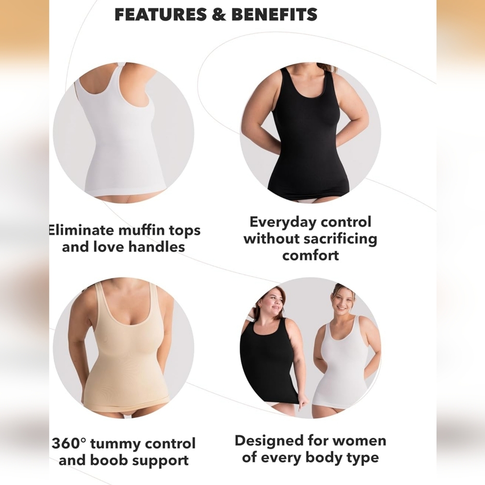 SHAPERMINT All Day Everyday Women's Black Tank Top. Size L - Picture 3 of 8